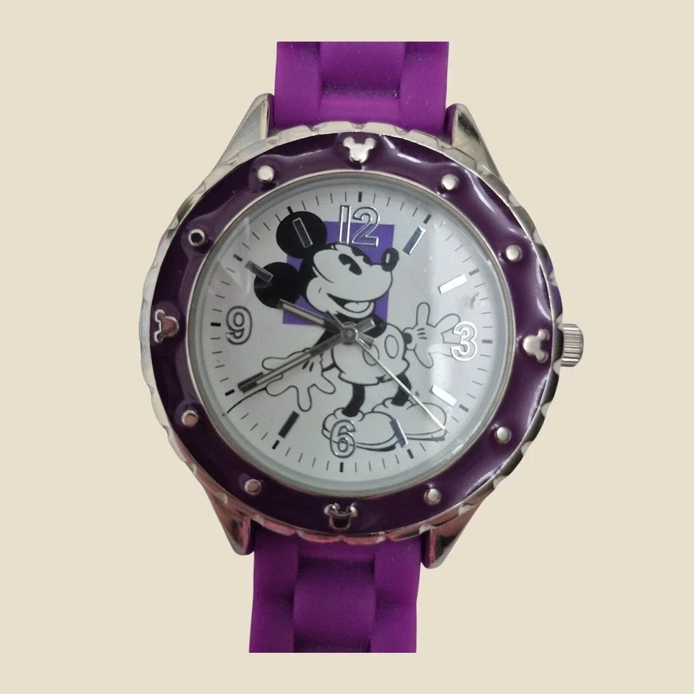 Disney Parks Mickey Mouse Watch Unisex OS Purple Y2K Silicone Strap Retro Disney
